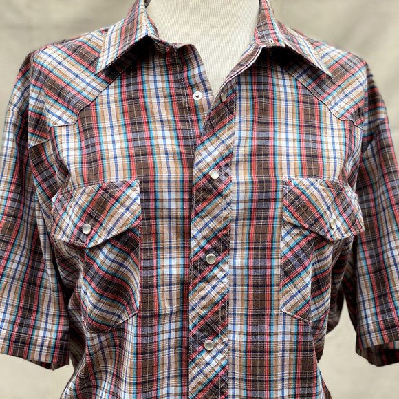 Vintage Wrangler Pearl Snap Short Sleeve Mens L - Picture 8 of 10